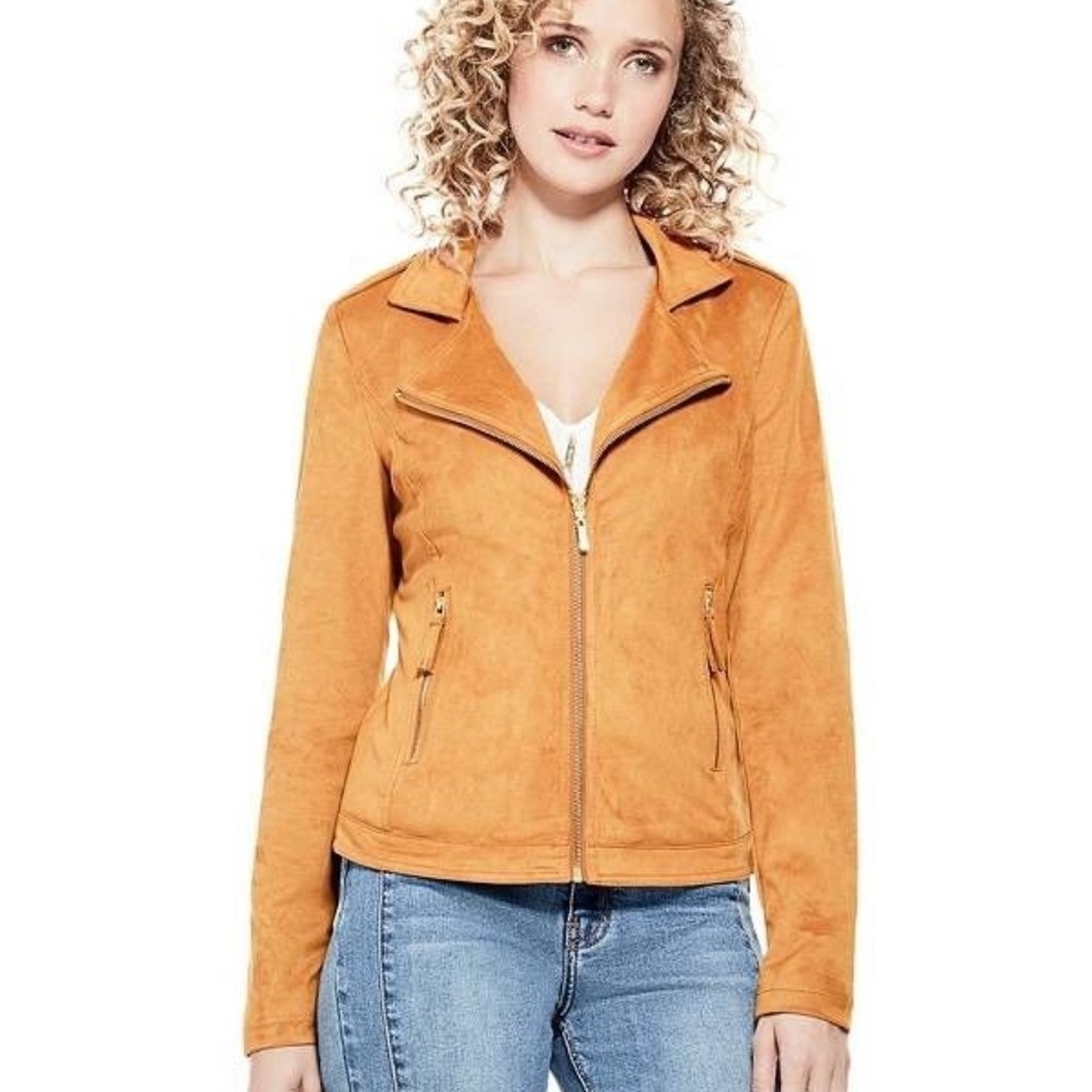 New GUESS Women's Tess Faux-Suede Jacket sz XS - Picture 2 of 8